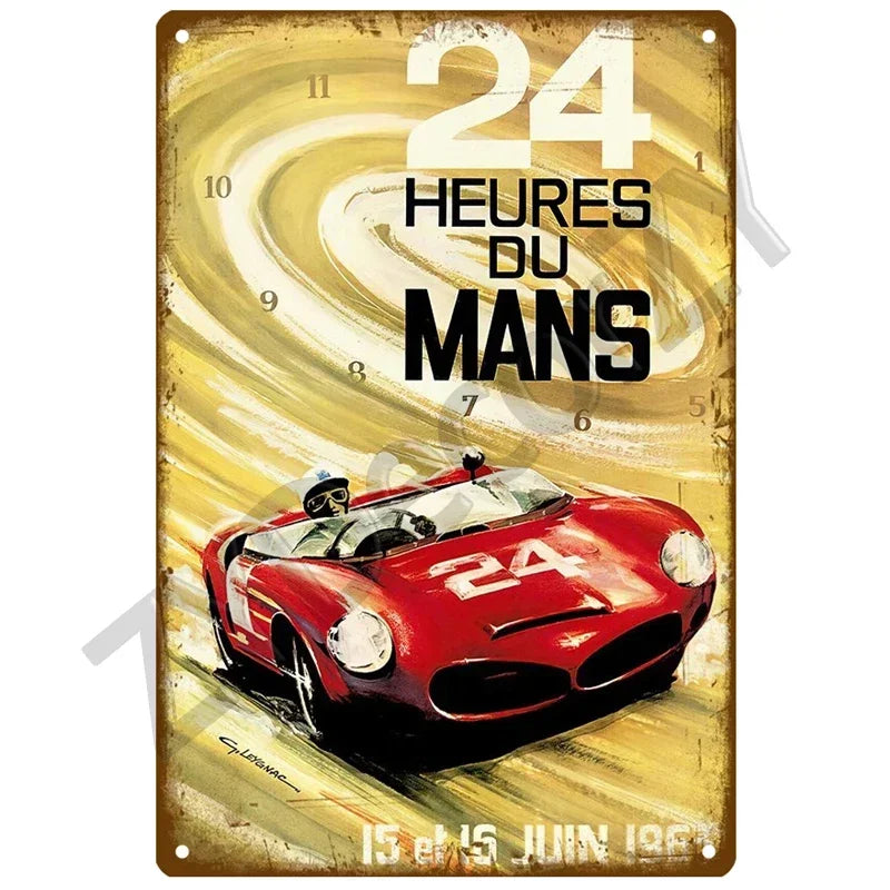 24H Lemans Racing Compettion in 1999 Metal Tin Sign Decor Vintage Wall Plate Poster Classic Tinplate Plaques Garage Bar Decor