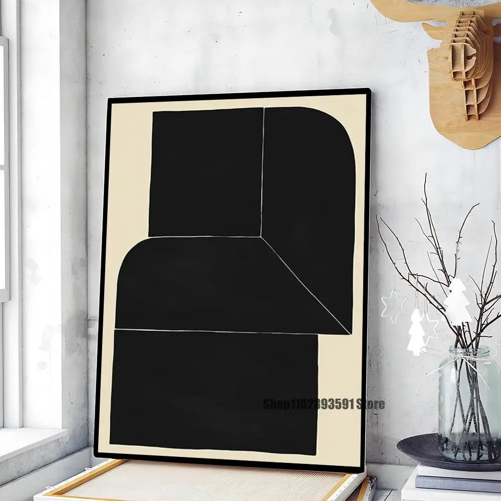1pc Abstract Line Lemon Flower Vase Geometry Nordic Poster Paper Print Home Bedroom Entrance Bar Cafe Art Painting Decoration