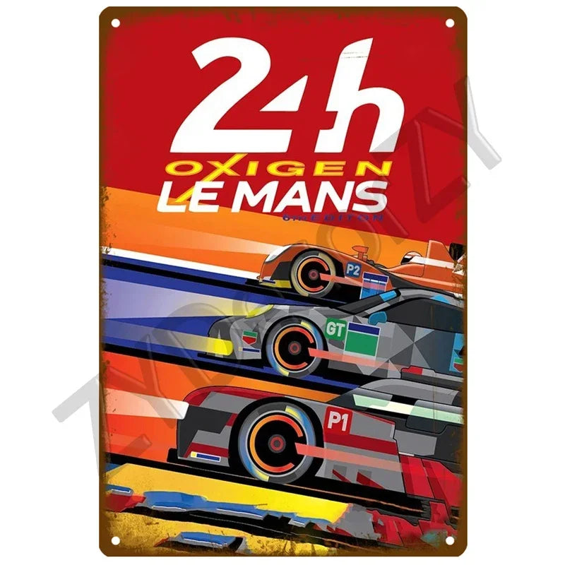 24H Lemans Racing Compettion in 1999 Metal Tin Sign Decor Vintage Wall Plate Poster Classic Tinplate Plaques Garage Bar Decor