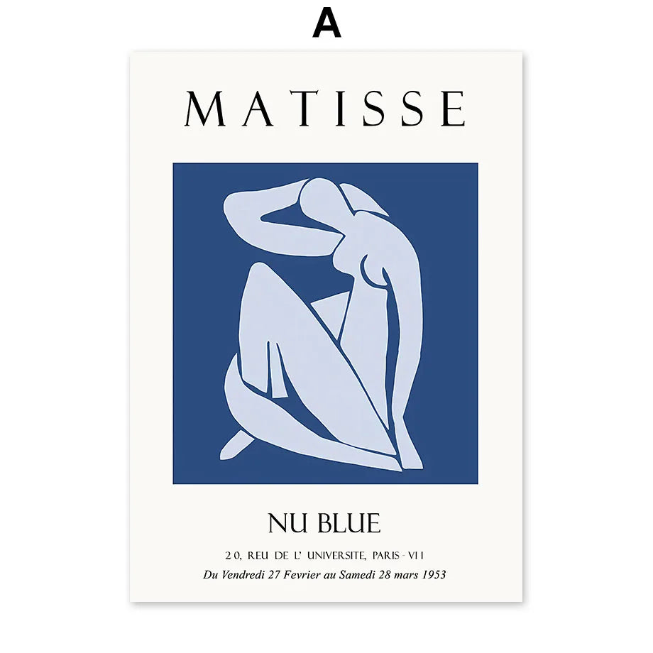 Abstract Matisse Line Body Leaves Leopard Poster