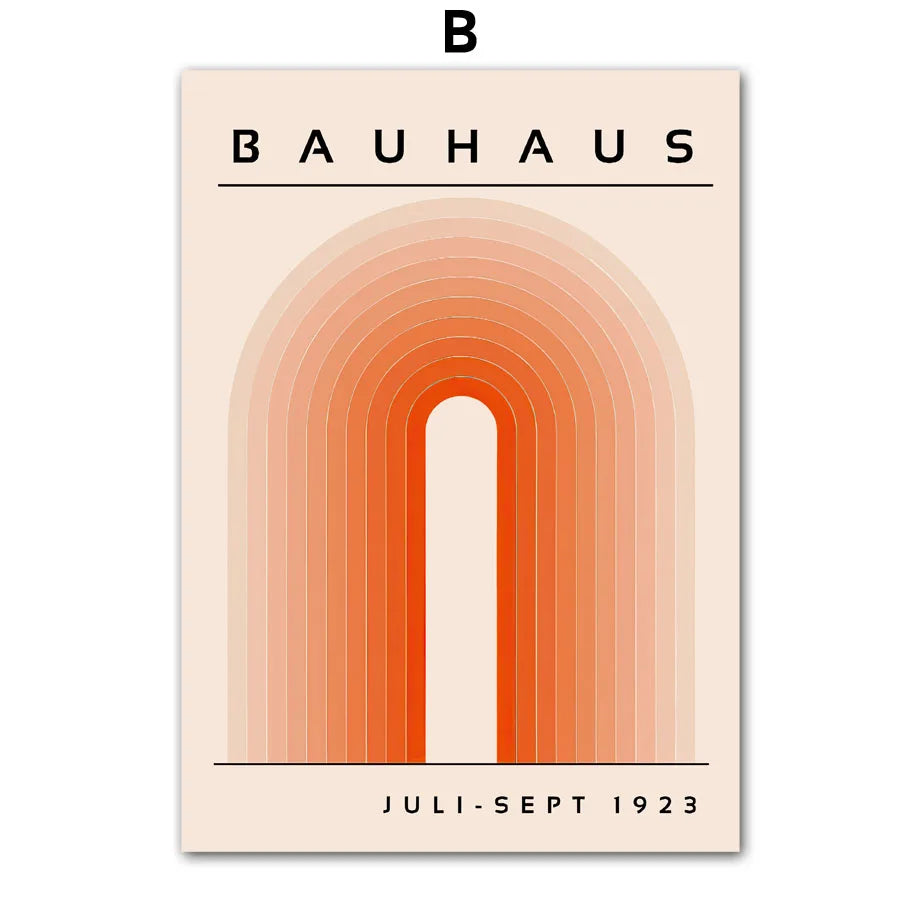 Bauhaus Geometric Lines Rainbow Poster