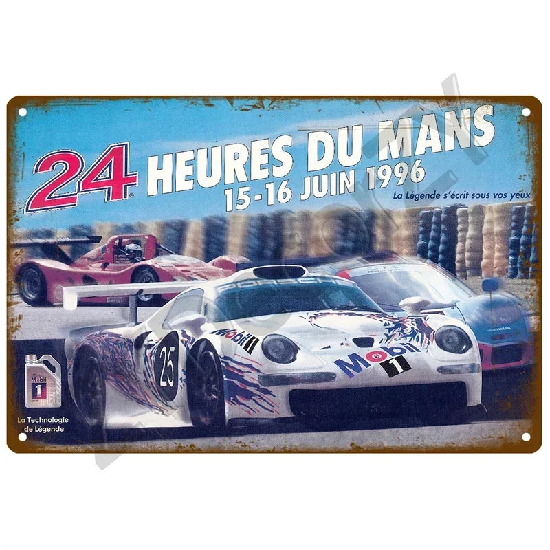24H Lemans Racing Compettion in 1999 Metal Tin Sign Decor Vintage Wall Plate Poster Classic Tinplate Plaques Garage Bar Decor