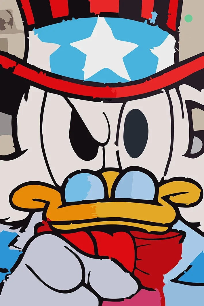Donald Duck Love Money Graffiti Art Print