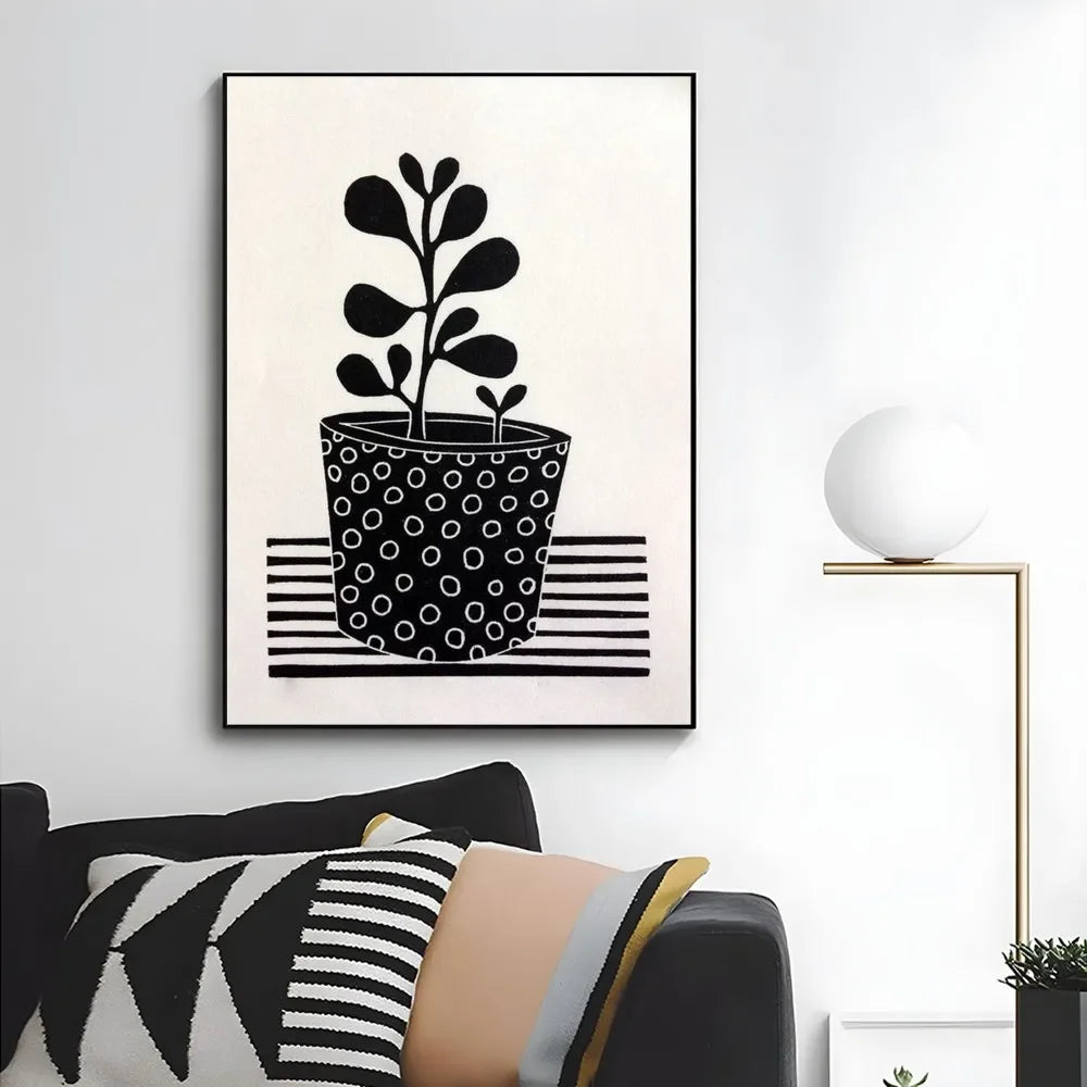 1pc Abstract Line Lemon Flower Vase Geometry Nordic Poster Paper Print Home Bedroom Entrance Bar Cafe Art Painting Decoration