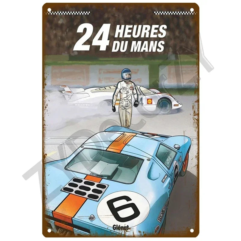 24H Lemans Racing Compettion in 1999 Metal Tin Sign Decor Vintage Wall Plate Poster Classic Tinplate Plaques Garage Bar Decor