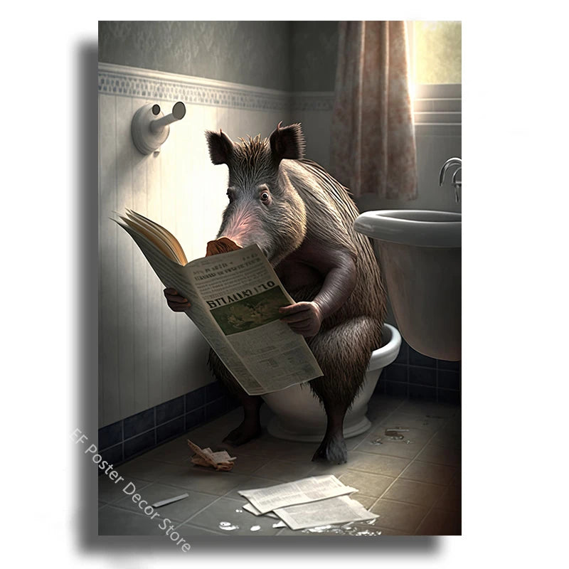 Funny Animal Bathroom Humor Poster