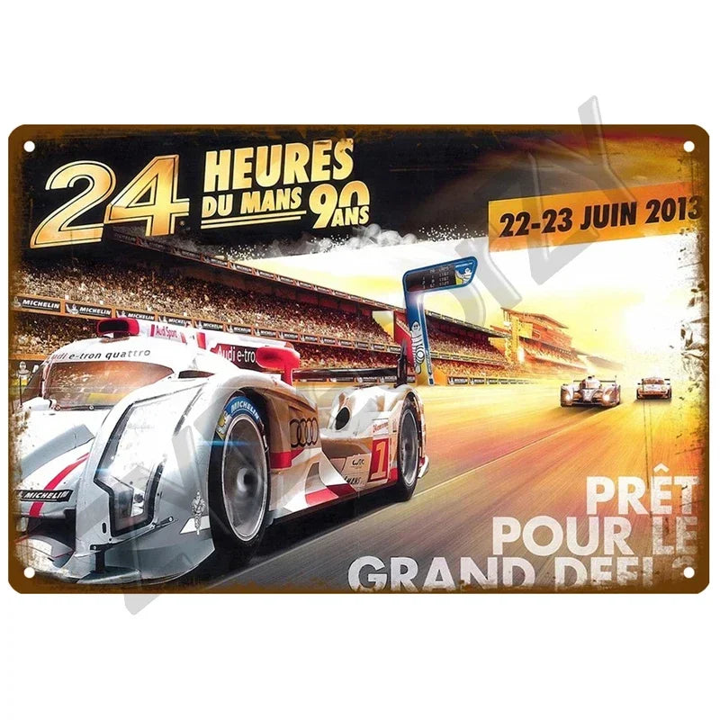 24H Lemans Racing Compettion in 1999 Metal Tin Sign Decor Vintage Wall Plate Poster Classic Tinplate Plaques Garage Bar Decor