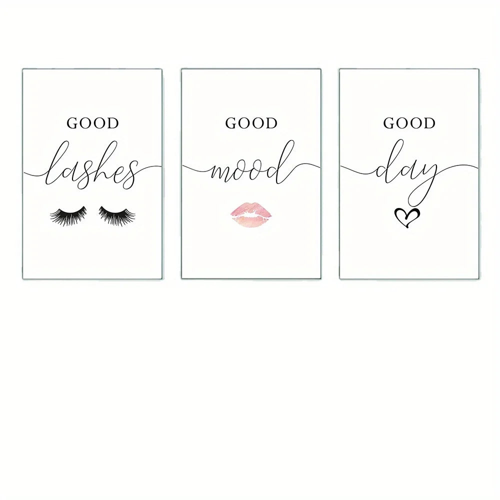 Set of 3 Eyelashes Makeup Vanity Wall Art