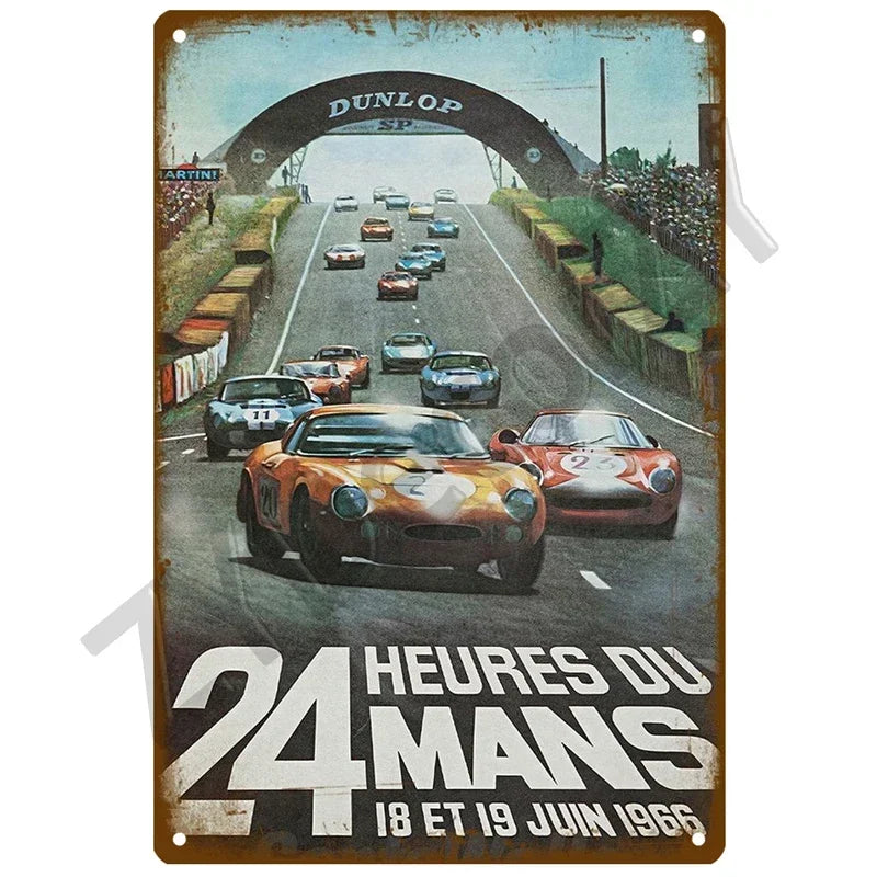 24H Lemans Racing Compettion in 1999 Metal Tin Sign Decor Vintage Wall Plate Poster Classic Tinplate Plaques Garage Bar Decor