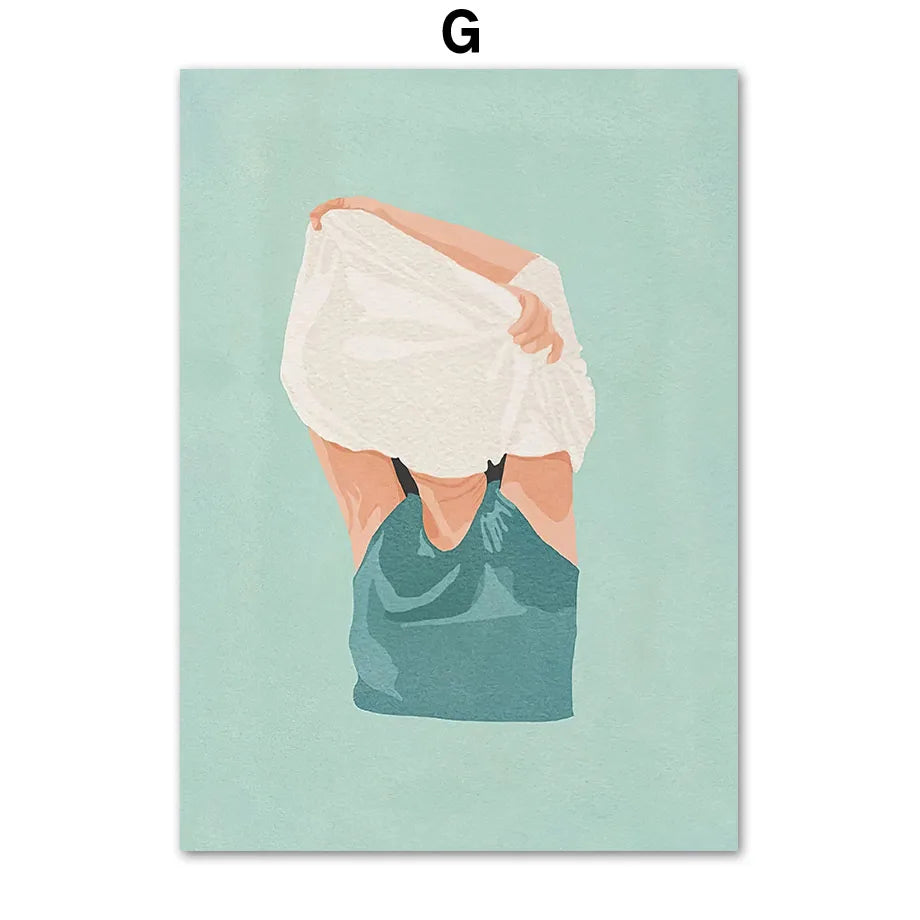 Laundry Girl Washing Machine Bathtub Eclectic Poster