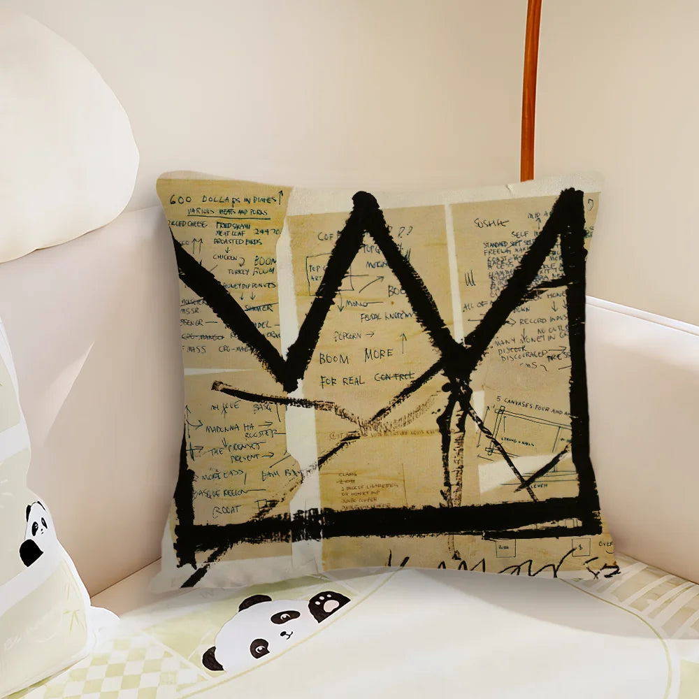 J-Jean-Michel B-Basquiat Art Pillow Case Living Room Sofa Cushion Cover Suitable For Home Bedroom Room Decoration