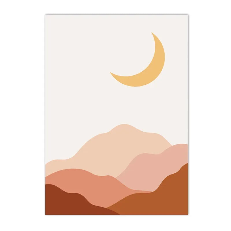 Boho Rainbow Cloud Moon Sun Heart Nursery Poster