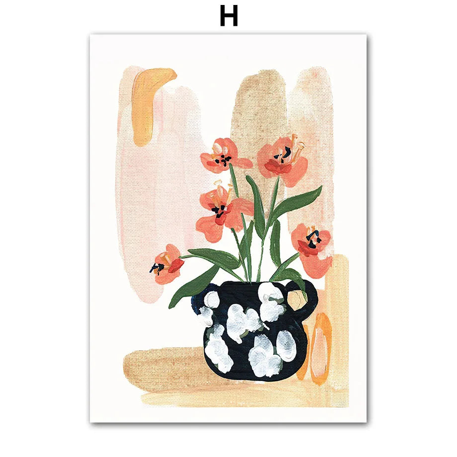 Retro Flowers Vase Gallery Colorful Funky Poster