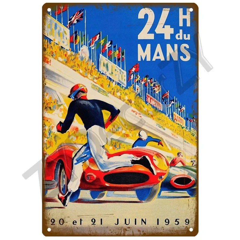 24H Lemans Racing Compettion in 1999 Metal Tin Sign Decor Vintage Wall Plate Poster Classic Tinplate Plaques Garage Bar Decor