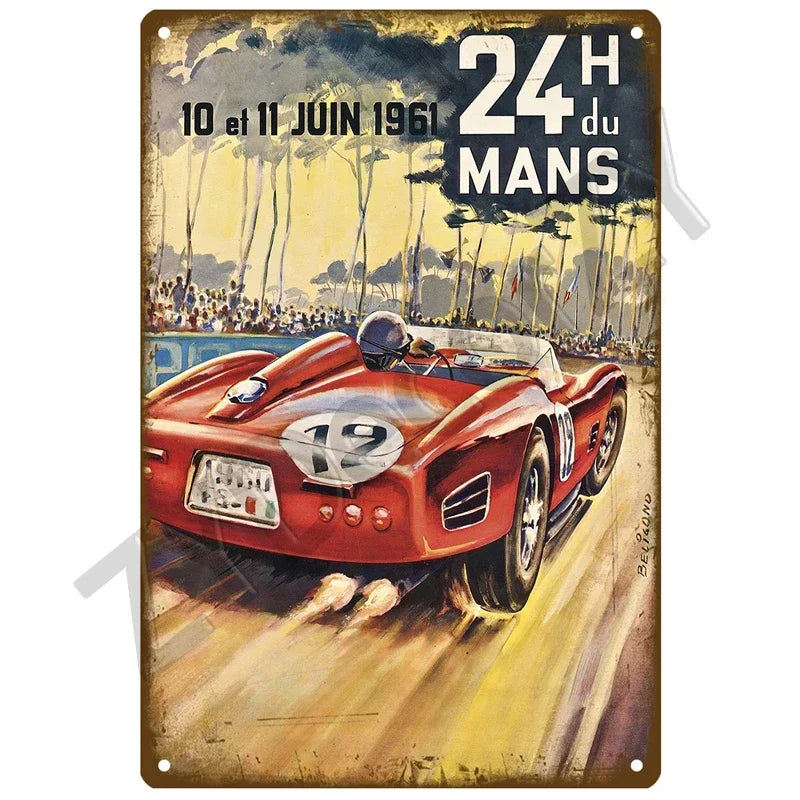 24H Lemans Racing Compettion in 1999 Metal Tin Sign Decor Vintage Wall Plate Poster Classic Tinplate Plaques Garage Bar Decor