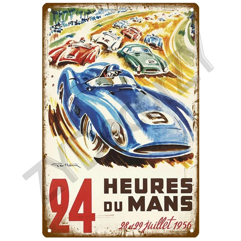 24H Lemans Racing Compettion in 1999 Metal Tin Sign Decor Vintage Wall Plate Poster Classic Tinplate Plaques Garage Bar Decor