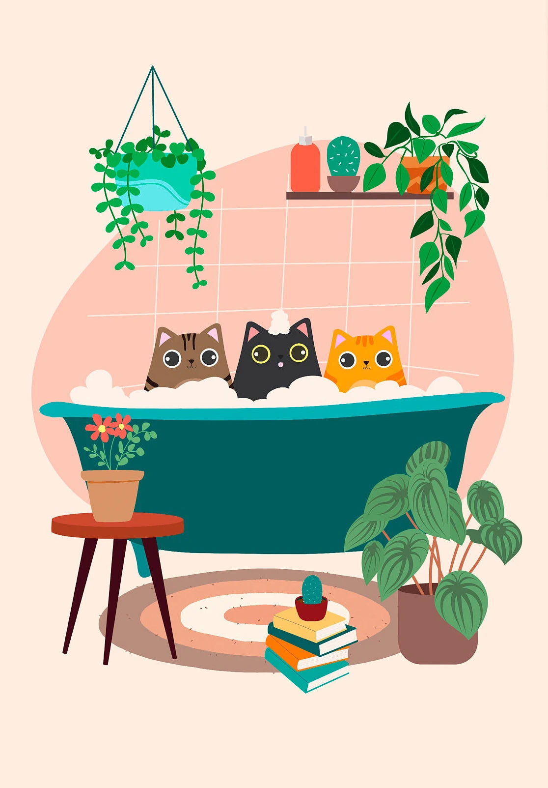 Cartoon Cute Cat's life Poster