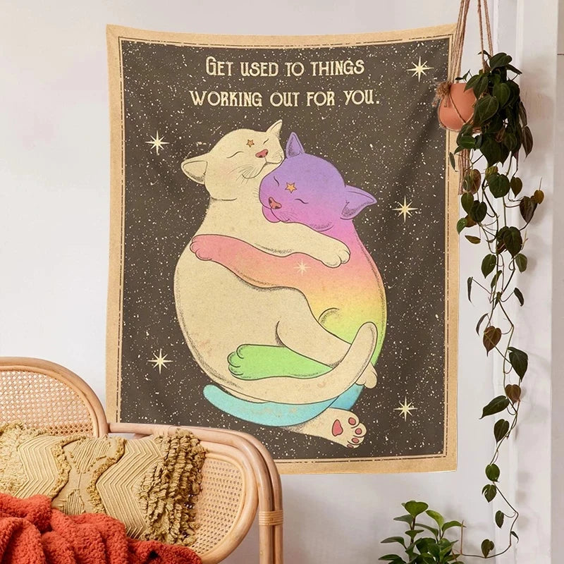 Sun moon Tarot Cat Tapestry