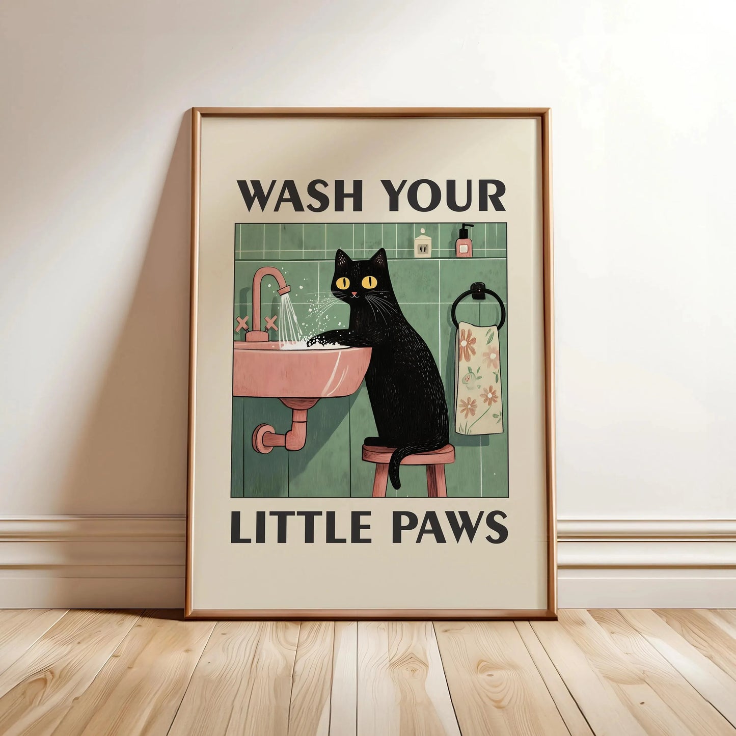 Cute Wash Paws Cat Canvas Print