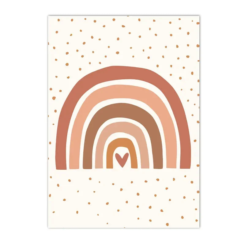 Boho Rainbow Cloud Moon Sun Heart Nursery Poster