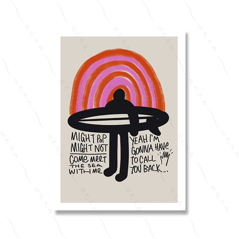 Rainbow Surfer Surfing Poster