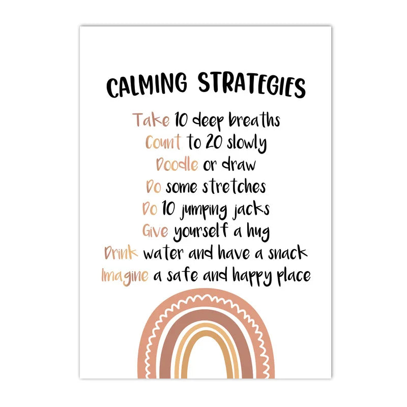 Boho Rainbow Cloud Moon Sun Heart Nursery Poster