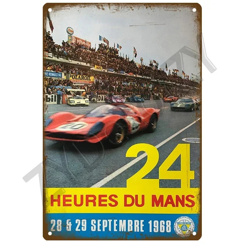 24H Lemans Racing Compettion in 1999 Metal Tin Sign Decor Vintage Wall Plate Poster Classic Tinplate Plaques Garage Bar Decor