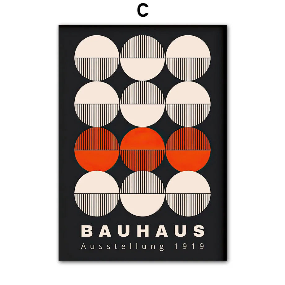 Bauhaus Geometric Lines Rainbow Poster