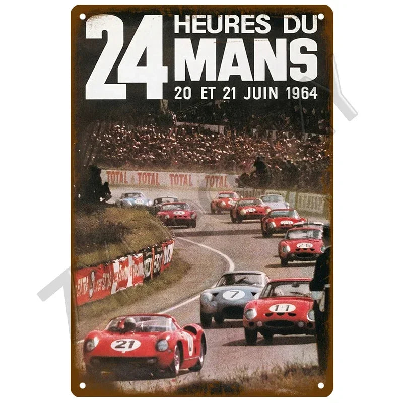 24H Lemans Racing Compettion in 1999 Metal Tin Sign Decor Vintage Wall Plate Poster Classic Tinplate Plaques Garage Bar Decor