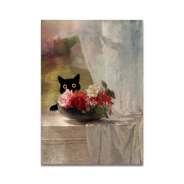 Bathroom Cat Reading on Toilet Poster