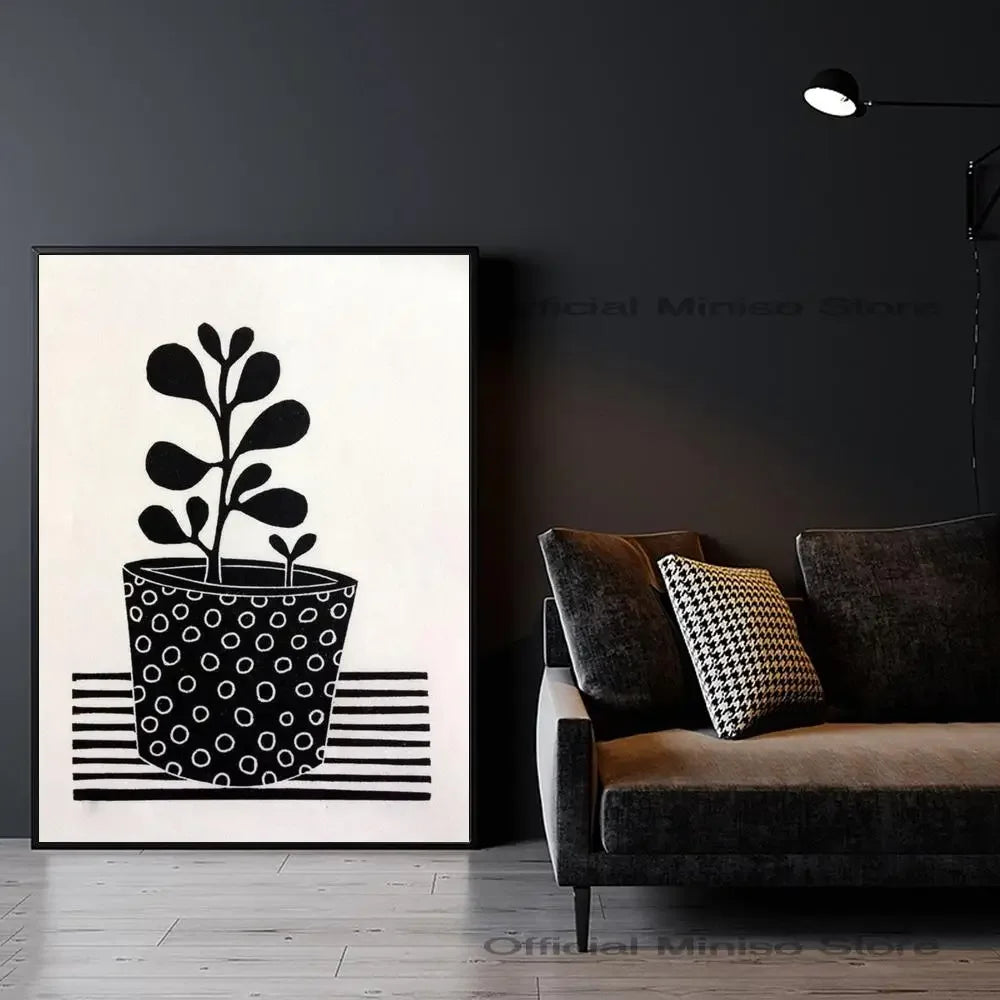 1pc Abstract Line Lemon Flower Vase Geometry Nordic Poster Paper Print Home Bedroom Entrance Bar Cafe Art Painting Decoration