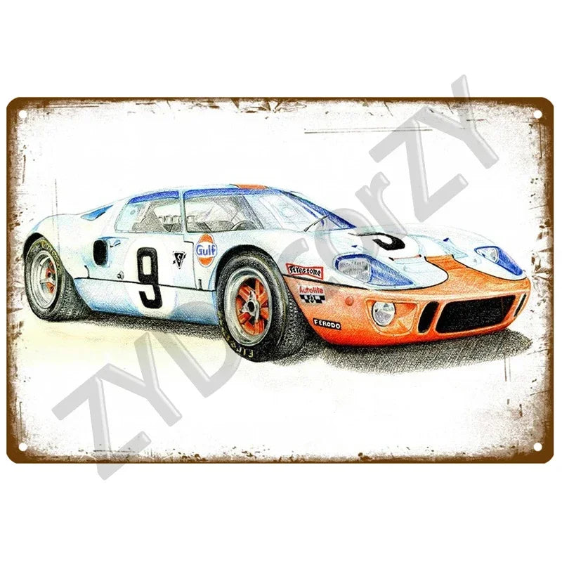 24H Lemans Racing Compettion in 1999 Metal Tin Sign Decor Vintage Wall Plate Poster Classic Tinplate Plaques Garage Bar Decor