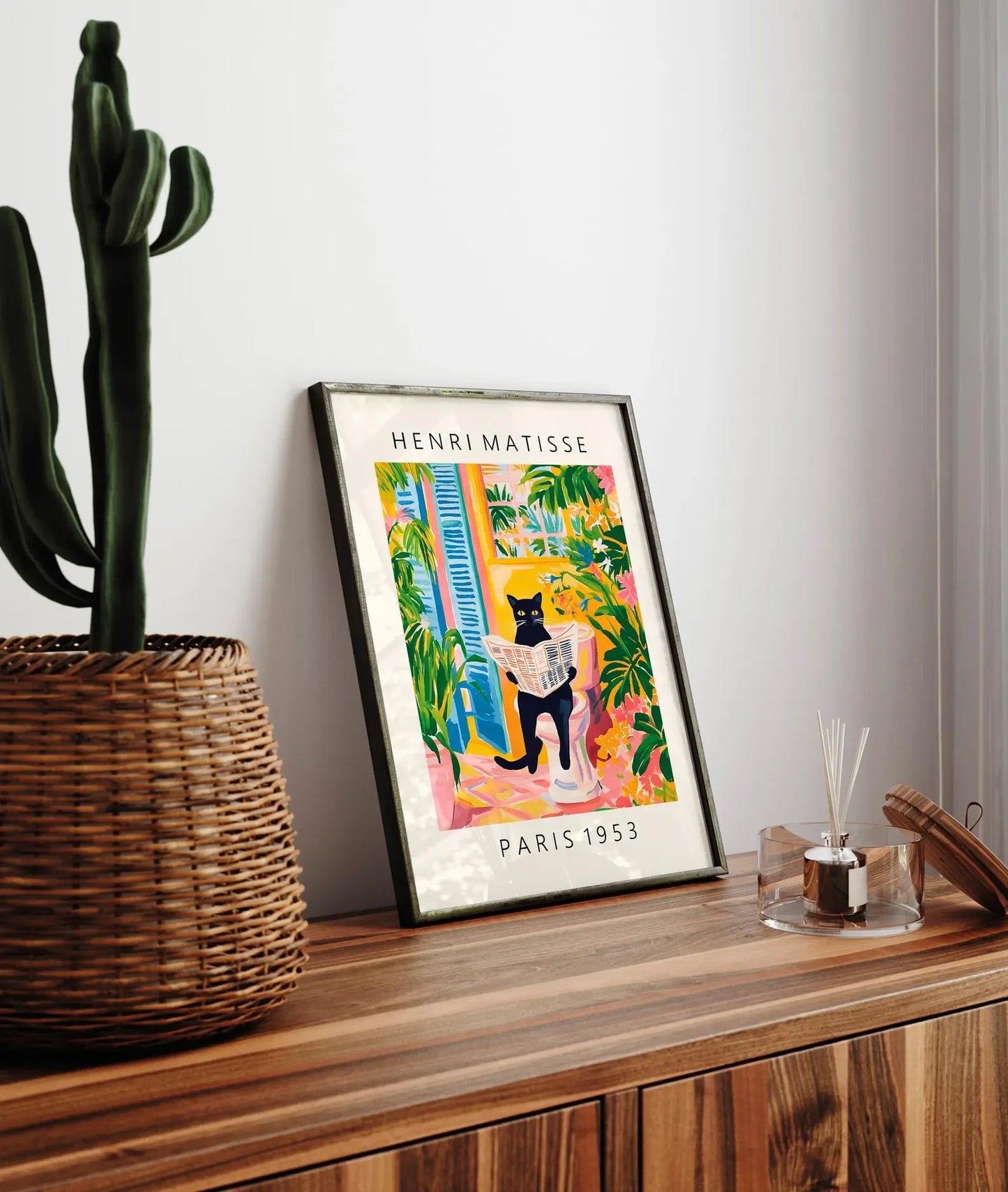 Black cat on toilet, Bathroom wall art