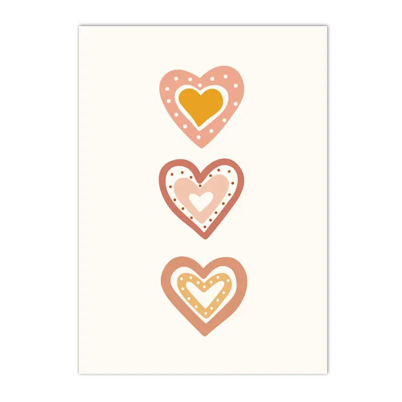 Boho Rainbow Cloud Moon Sun Heart Nursery Poster