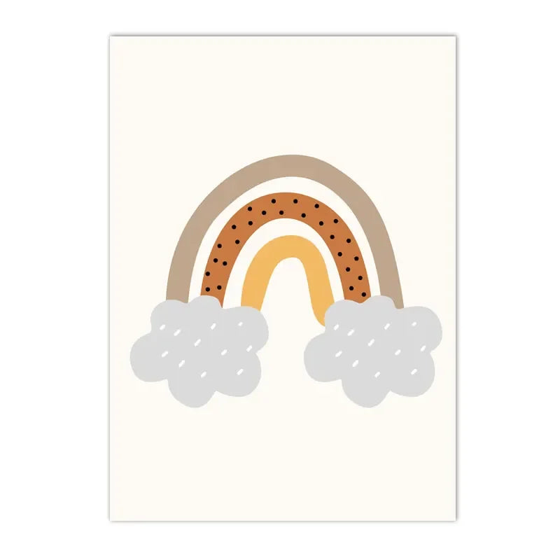 Boho Rainbow Cloud Moon Sun Heart Nursery Poster