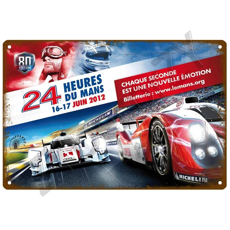 24H Lemans Racing Compettion in 1999 Metal Tin Sign Decor Vintage Wall Plate Poster Classic Tinplate Plaques Garage Bar Decor