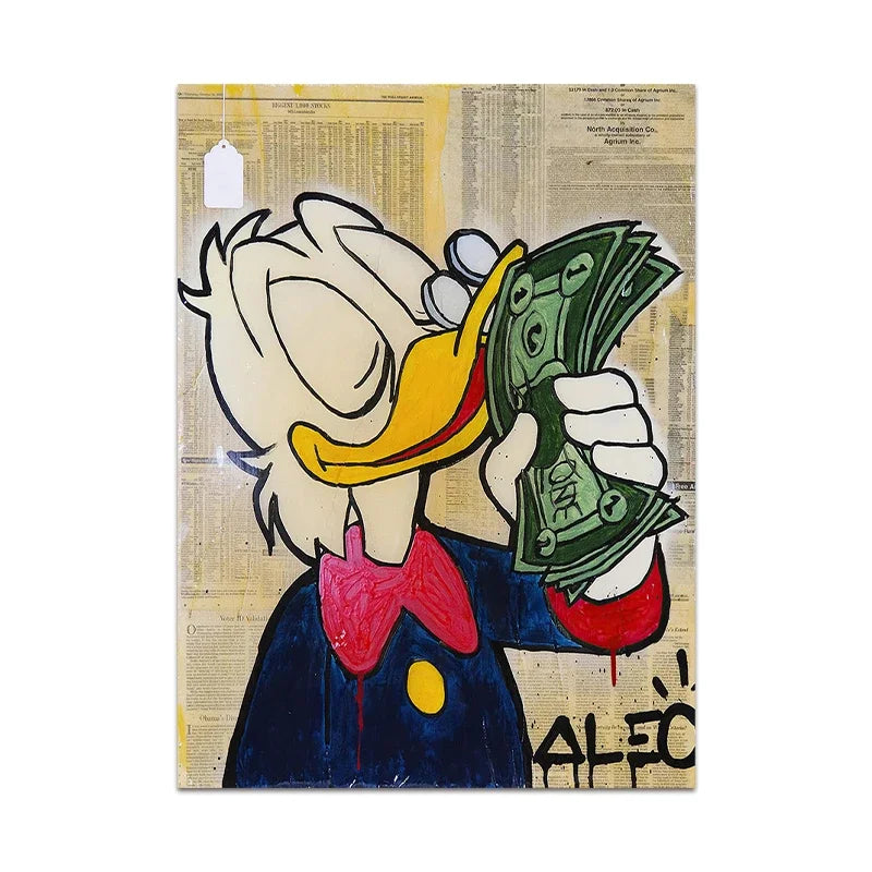 Donald Duck Love Money Graffiti Art Print