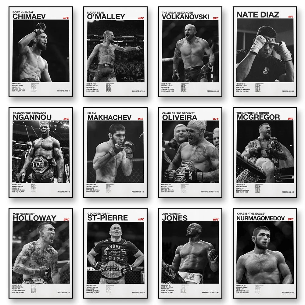Boxing Fighting Star Canvas Wall Art Print Poster MMA Decorative Painting Home Decor Boxing Lover Gift Unframed