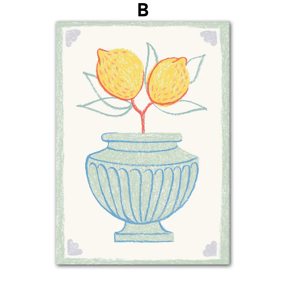 Retro Flowers Vase Gallery Colorful Funky Poster