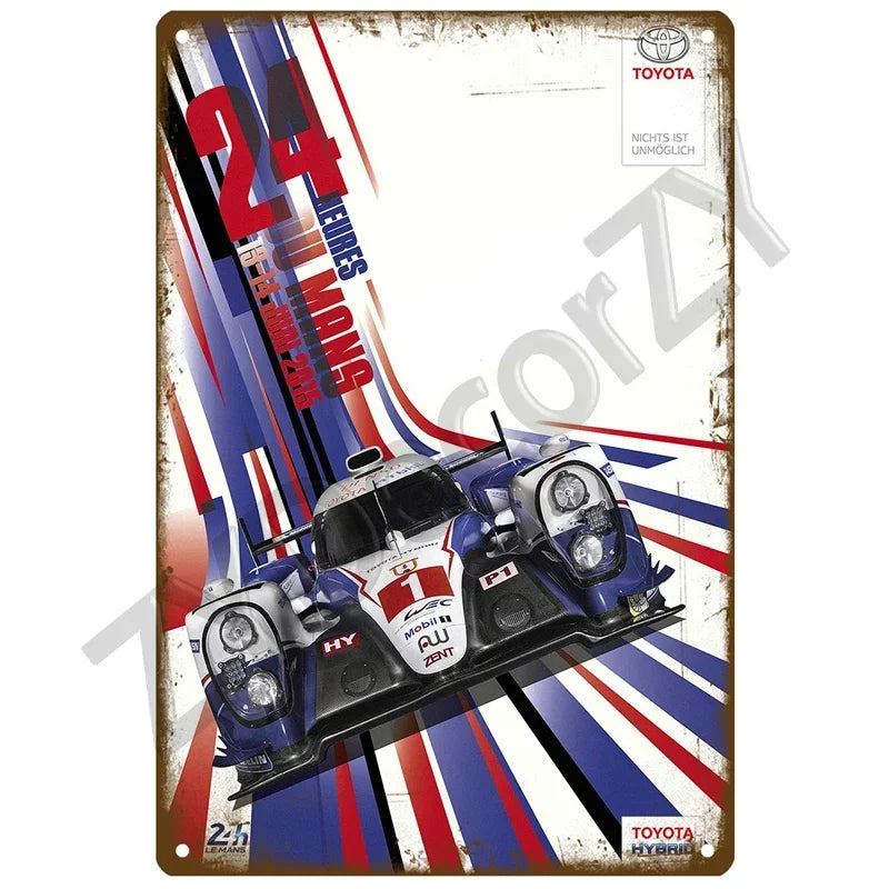 24H Lemans Racing Compettion in 1999 Metal Tin Sign Decor Vintage Wall Plate Poster Classic Tinplate Plaques Garage Bar Decor