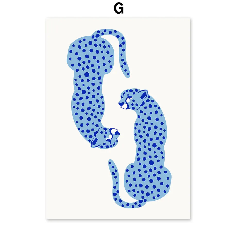 Abstract Matisse Line Body Leaves Leopard Poster