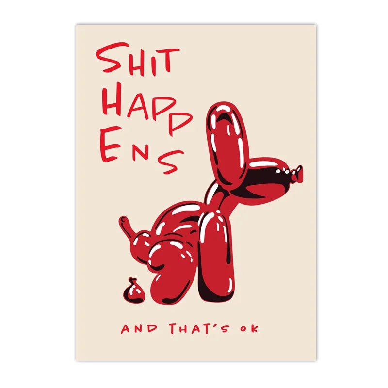 Modern Pink Balloon Dog Poster