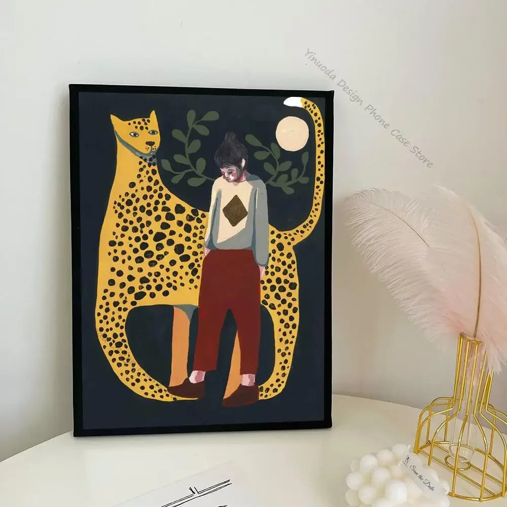 Vintage Woman Fish Plants Animal Poster