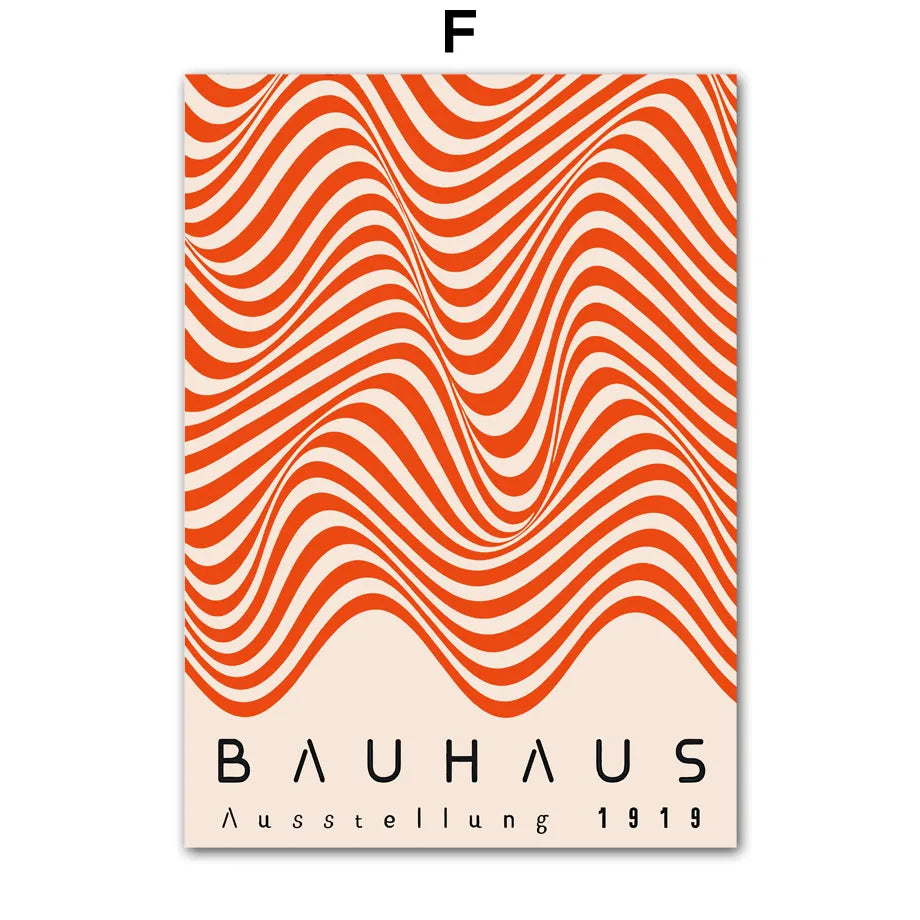 Bauhaus Geometric Lines Rainbow Poster