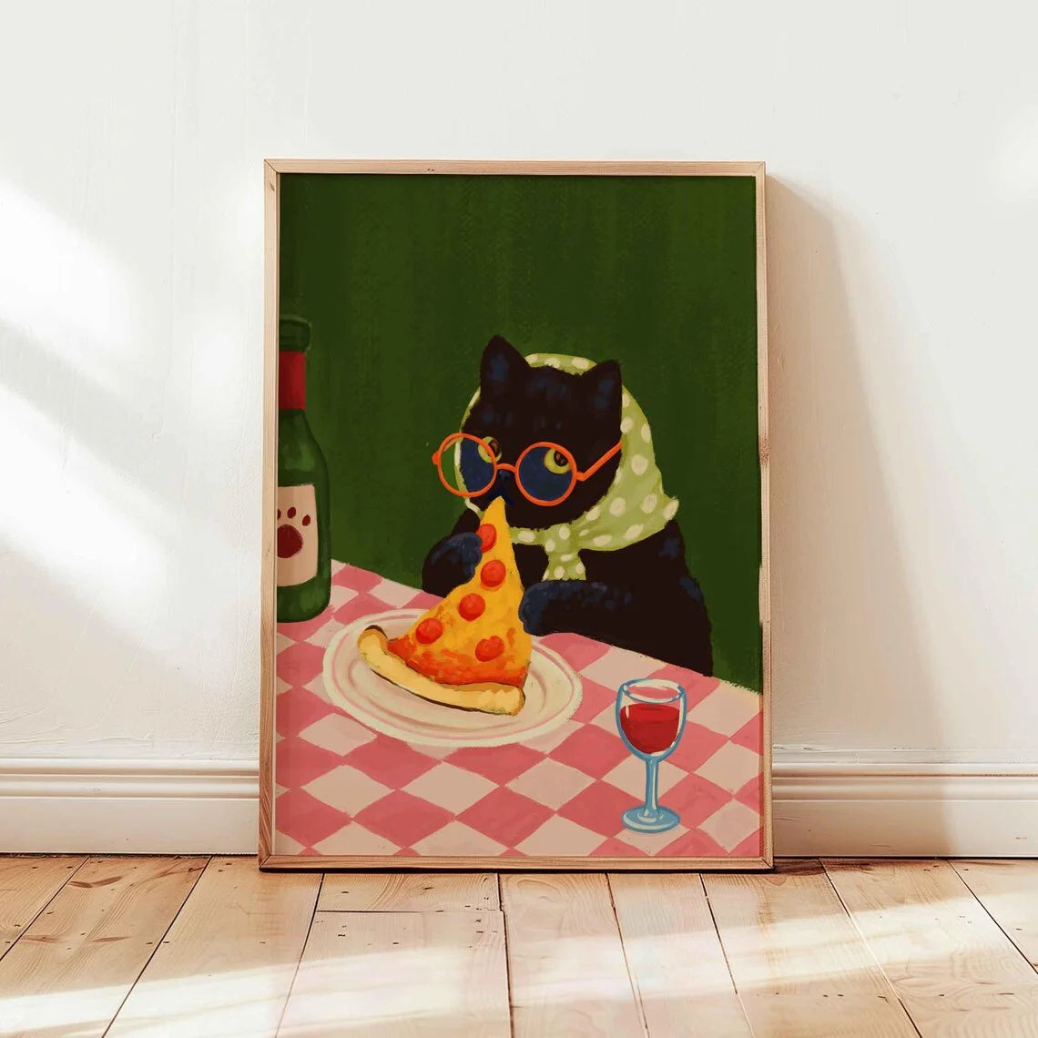 Cozy Diner Cat Wall Art - Charming Print