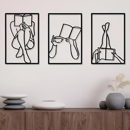 Abstract female line drawings wall art for home decoration