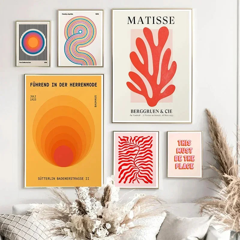 Color block Matisse style animal pattern wall art for bedroom decor