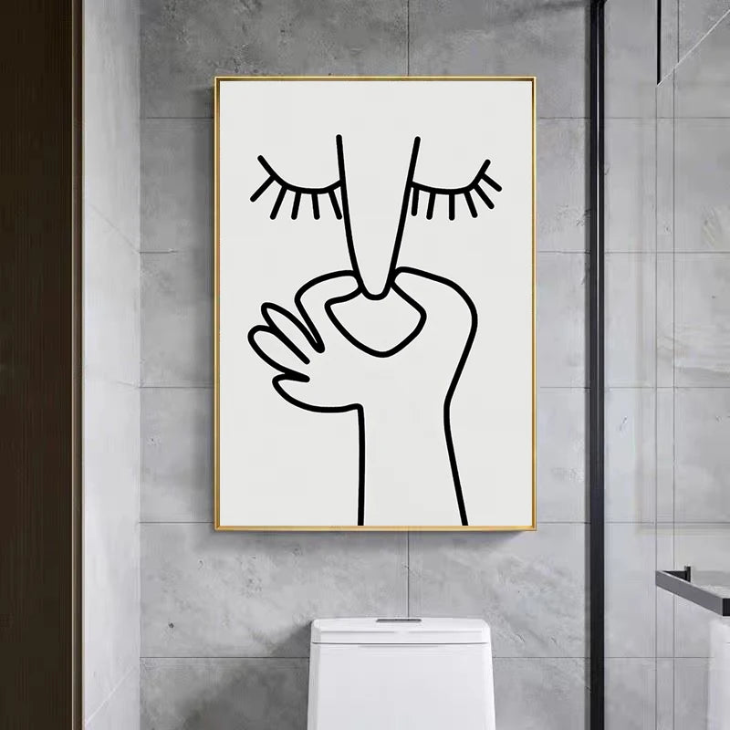 Black and white humorous toilet wall art canvas