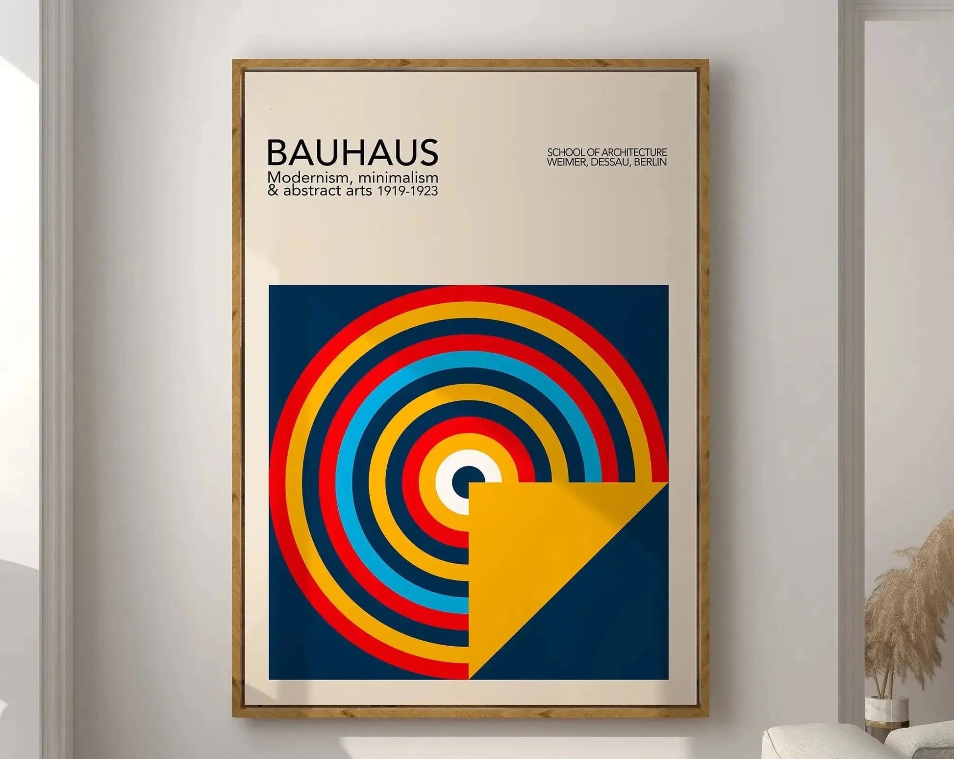 Bauhaus style abstract wall art for minimalist interior design