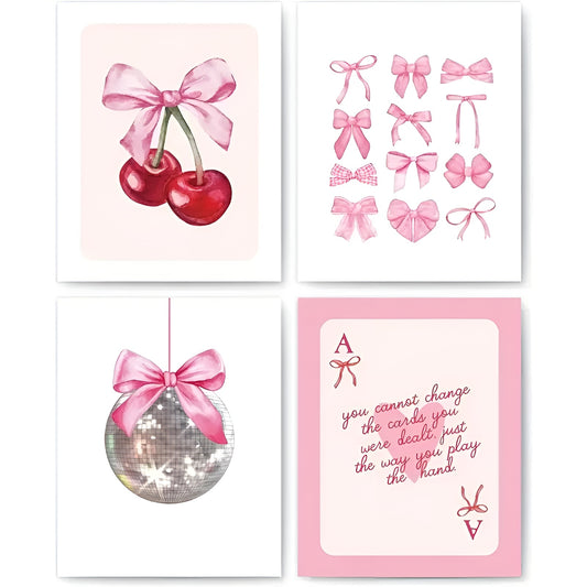 Aesthetic preppy room decor with cherry disco ball design